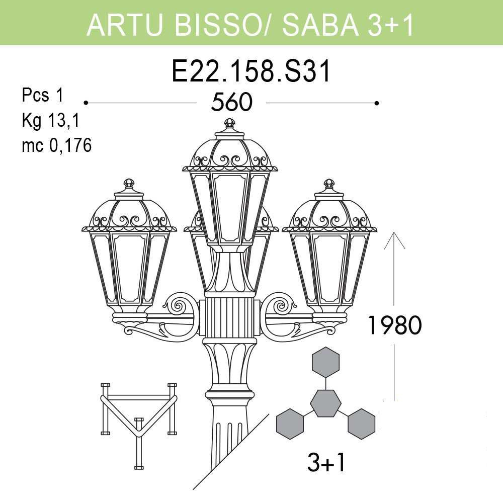 Уличный фонарь Fumagalli Artu Bisso/Saba 3+1 K22.158.S31.BXF1R в Санкт-Петербурге