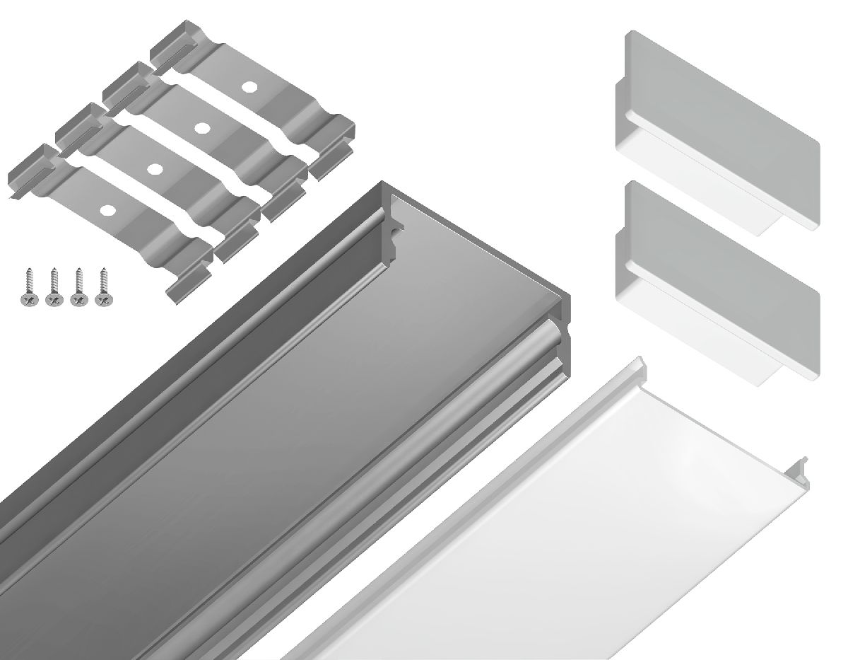 Алюминиевый накладной профиль Ambrella Light Alum Profile GP2001AL в Санкт-Петербурге