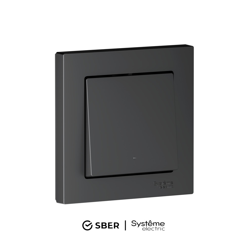 Выключатель 1-кл с подсв., Zigbee, сх.1, L+N, 10А SBER Systeme Electric AtlasDesign Smart Карбон ATN001013Z в Санкт-Петербурге