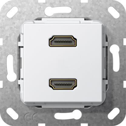Розетка двойная HDMI Gira System 55 чисто-белый глянцевый 567103 в Санкт-Петербурге