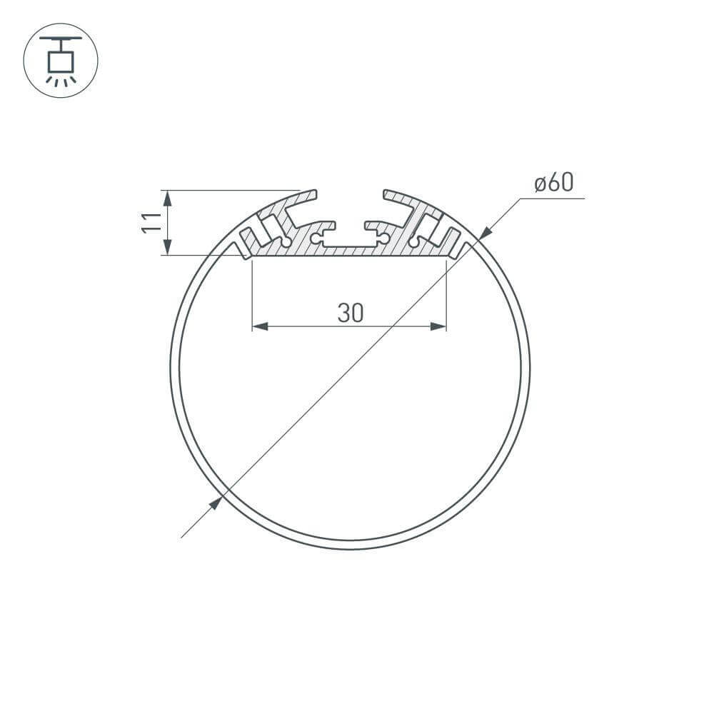 Профиль Arlight SL-ROUND-D60-2000 ANOD 019286 в Санкт-Петербурге