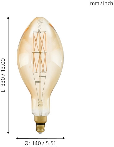 Лампа светодиодная филаментная диммируемая Eglo E27 8W 2100К янтарь 11685 в #REGION_NAME_DECLINE_PP#