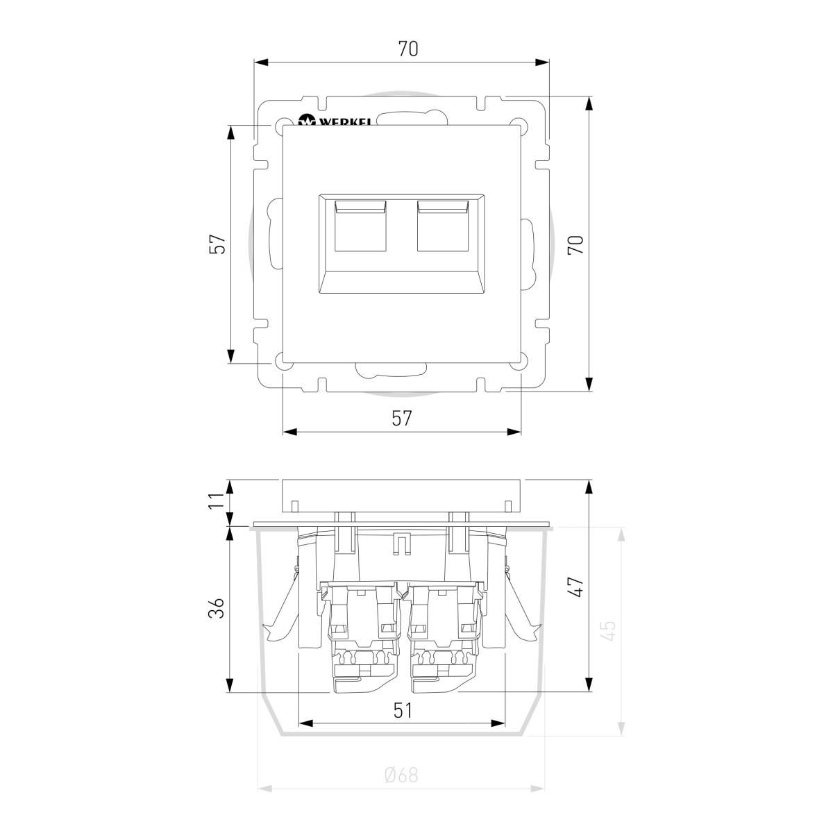 Розетка двойная Ethernet RJ-45 Werkel белый W1181101 4690389155376 в Санкт-Петербурге