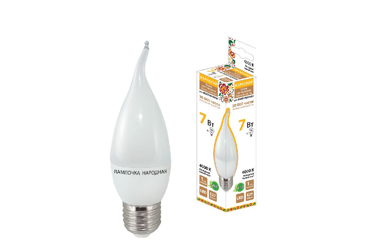 Лампа светодиодная TDM Electric Народная E27 7W 4000K матовая SQ0340-1547 в Санкт-Петербурге