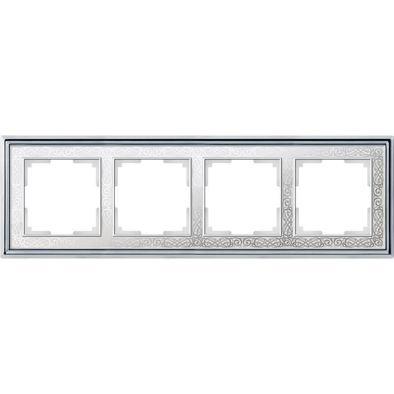 Рамка Werkel Palacio Gracia на 4 поста хром/белый WL77-Frame-04 4690389126123 в Санкт-Петербурге