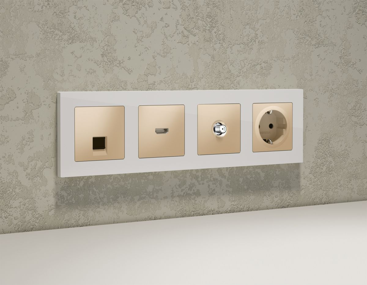 Комплект механизма TV розетки SAT 5-2400MHz 3.5dB Alfa Шампань Quant Ambrella Volt MA613050 (AP6130, VM215) в Санкт-Петербурге