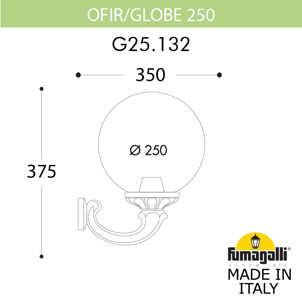 Уличный настенный светильник Fumagalli Globe 250 G25.132.000.WYF1R в Санкт-Петербурге