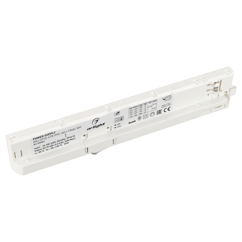 Блок питания Arlight для трековых систем ARJ-SP30-4TR-PFC-ADJ-Triac WH (30W, 0.6-0.75A, 27-40V) 034543 в Санкт-Петербурге