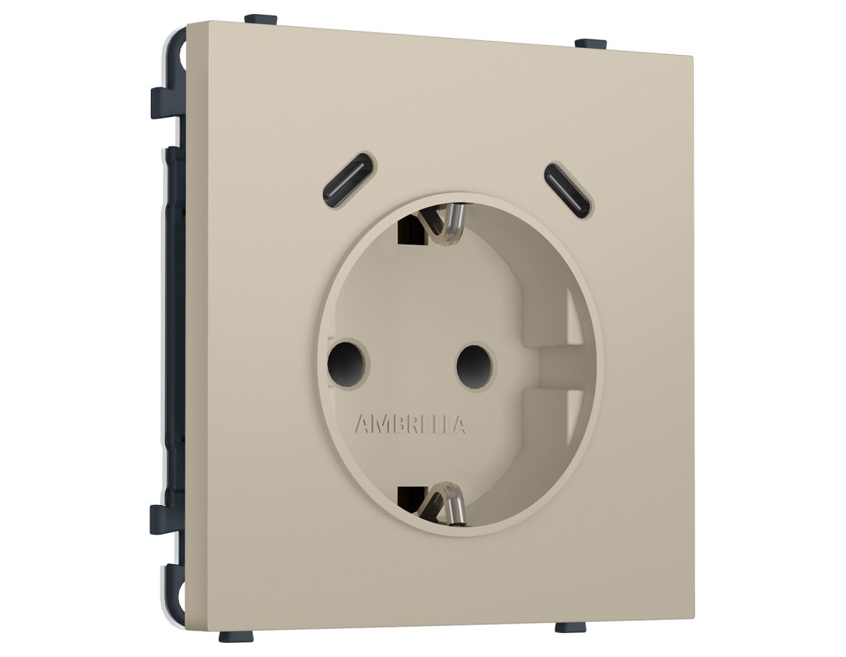 Комплект механизма электрической розетки SIGMA Кашемир 2USB С+C 20W Ambrella Volt MS350510 (SP3505, PR165) в #REGION_NAME_DECLINE_PP#