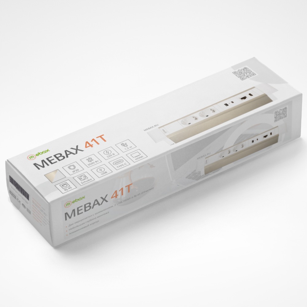 Блок розеток 41T (2 секции, USB + type C + RJ45 + HDMI) Mebax 00-00002594 в Санкт-Петербурге