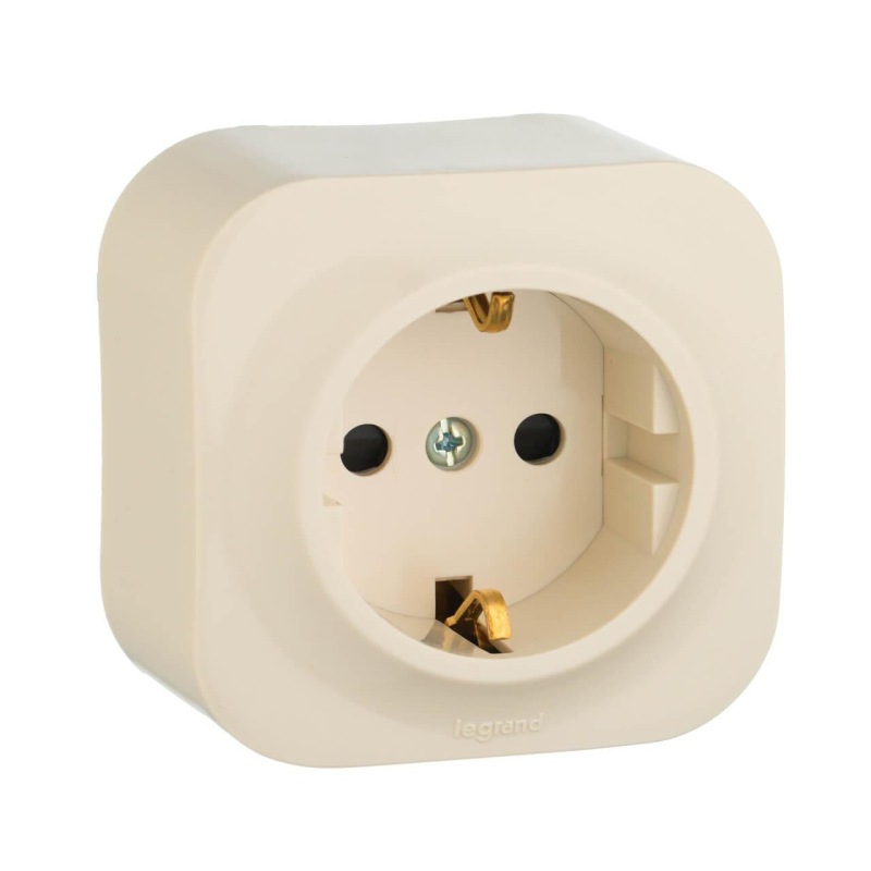 Розетка 2К+З Legrand Quteo 16A 250V с/з со шторками слоновая кость 782250 в Санкт-Петербурге