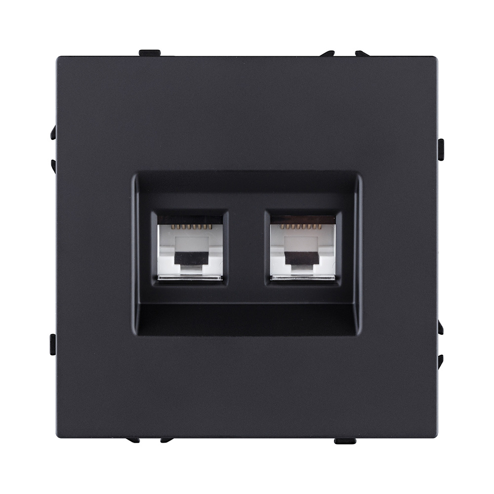 Розетка двойная Ethernet RJ45 Cat.6, черный матовый Kollinger Eclipse EC-018BK в #REGION_NAME_DECLINE_PP#