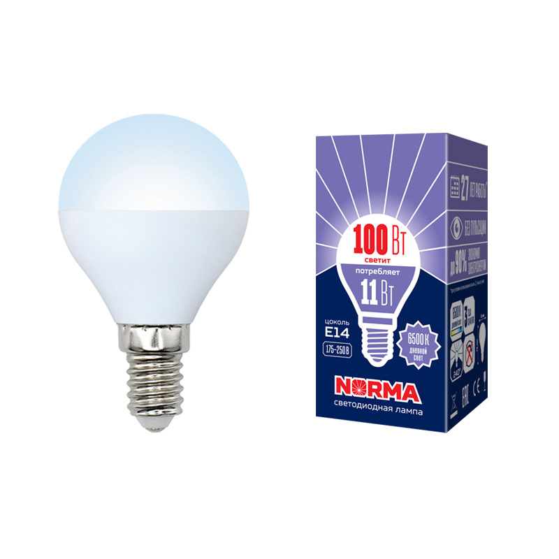 Лампа светодиодная (UL-00003830) Volpe E14 11W 6500K матовая LED-G45-11W/DW/E14/FR/NR в Санкт-Петербурге