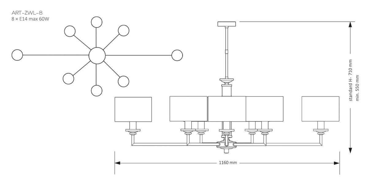 Люстра на штанге Kutek Mood Artu ART-ZWL-8(Z) в #REGION_NAME_DECLINE_PP#