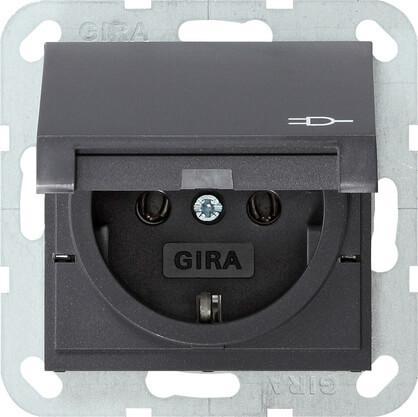 Розетка Gira System 55 Schuko с/з с крышкой 16A 250V безвинтовой зажим антрацит 045428 в Санкт-Петербурге