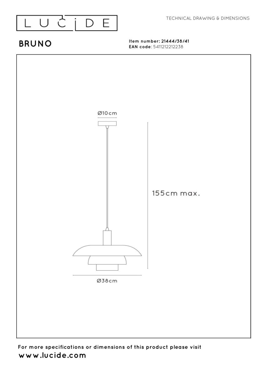 Подвесной светильник Lucide Bruno 21444/38/41 в #REGION_NAME_DECLINE_PP#