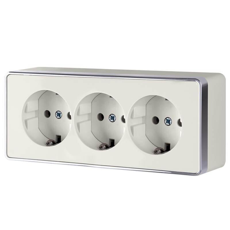 Розетка тройная с/з со шторками Werkel Gallant слоновая кость WL15-02-05 4690389130144 в Санкт-Петербурге