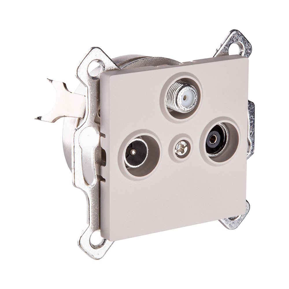 Розетка тройная TV (мама) + TV (папа) + спутниковая SAT, кашемир матовый Kollinger REA-036CM для Aspekt, Eleganz, Reflex в #REGION_NAME_DECLINE_PP#