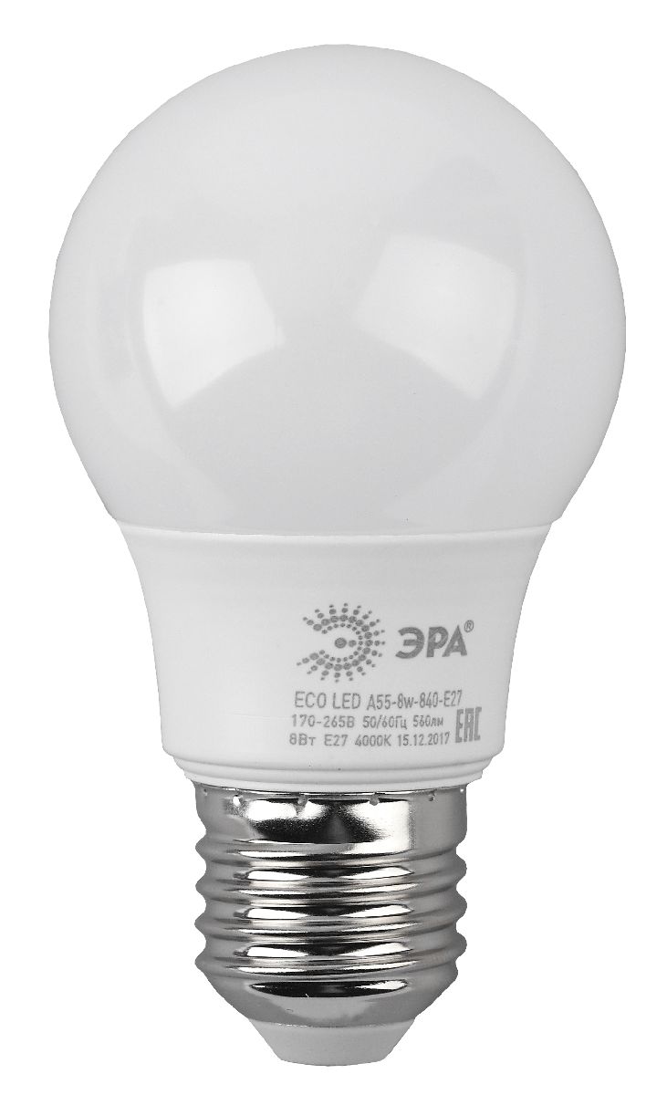 Лампа светодиодная Эра E27 8W 4000K LED A55-8W-840-E27 R Б0052382 в #REGION_NAME_DECLINE_PP#