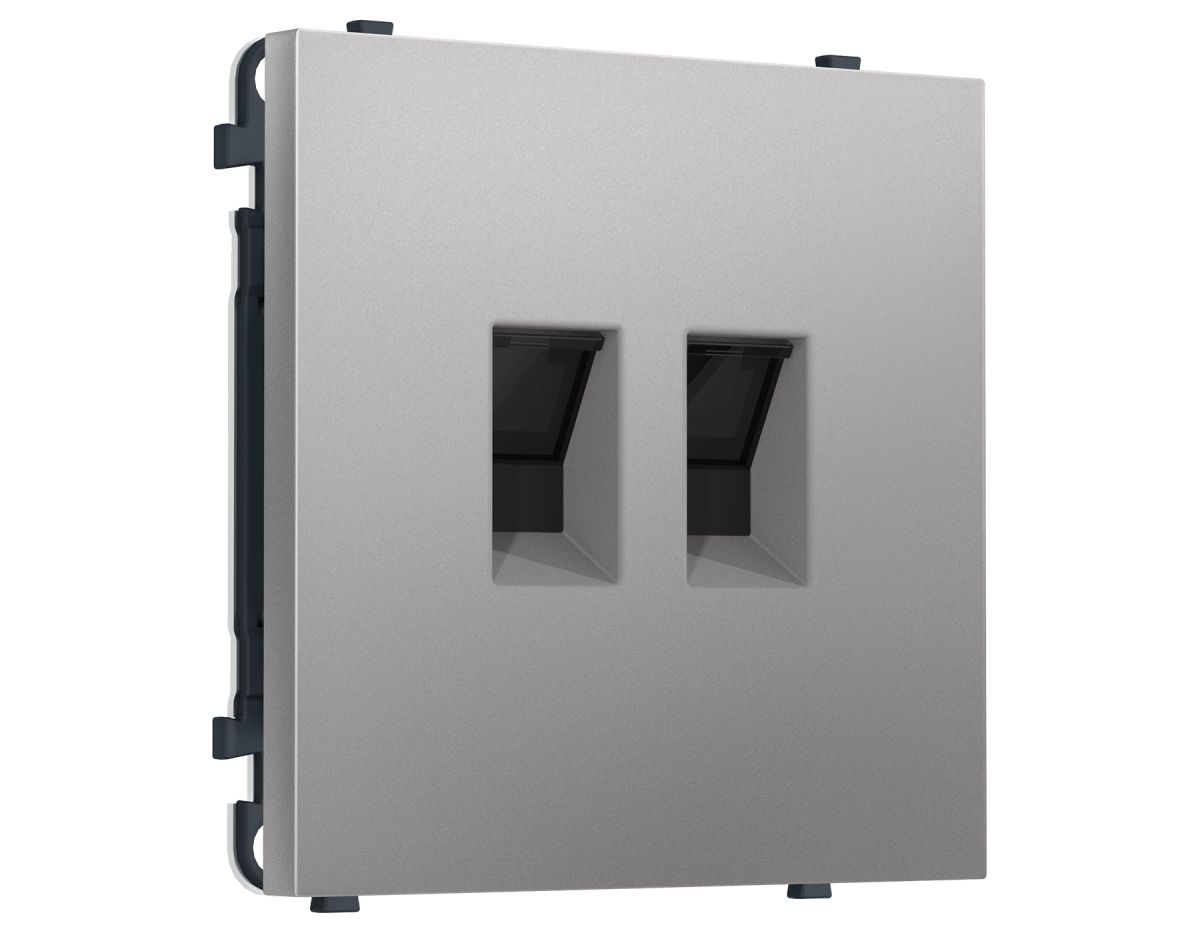 Комплект механизма компьютерной двойной розетки SIGMA Сталь матовый RJ-45 Ambrella Volt MS512110 (SP5121, PR189) в #REGION_NAME_DECLINE_PP#