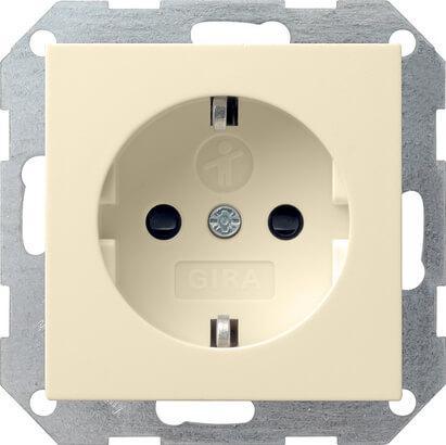 Розетка Gira System 55 Schuko с/з со шторками 16A 250V безвинтовой зажим кремовый глянцевый 045301 в Санкт-Петербурге