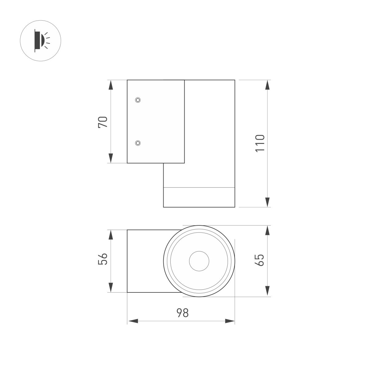 Уличный настенный светильник Arlight LGD-RAY-WALL-R65-12W Warm3000 (GR, 6 deg, 230V) (IP65 Металл) 049984(1) в Санкт-Петербурге