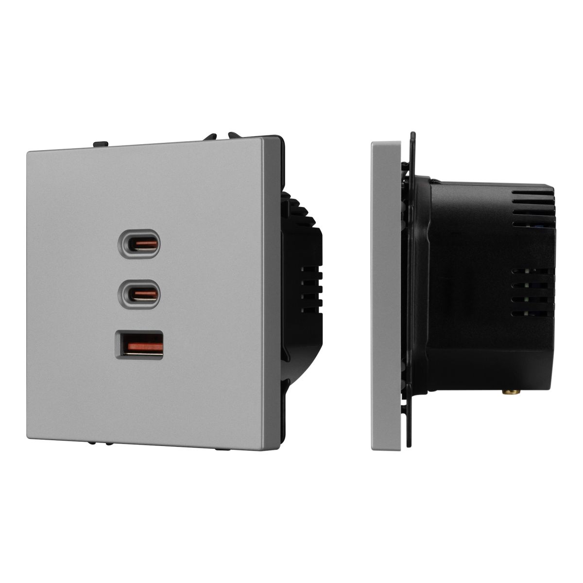 USB Розетка тип А+С+С софт-тач никель Arlight SCT-MUACC-SFPL-FC-IS (65W, QC3) 061838(1) в Санкт-Петербурге