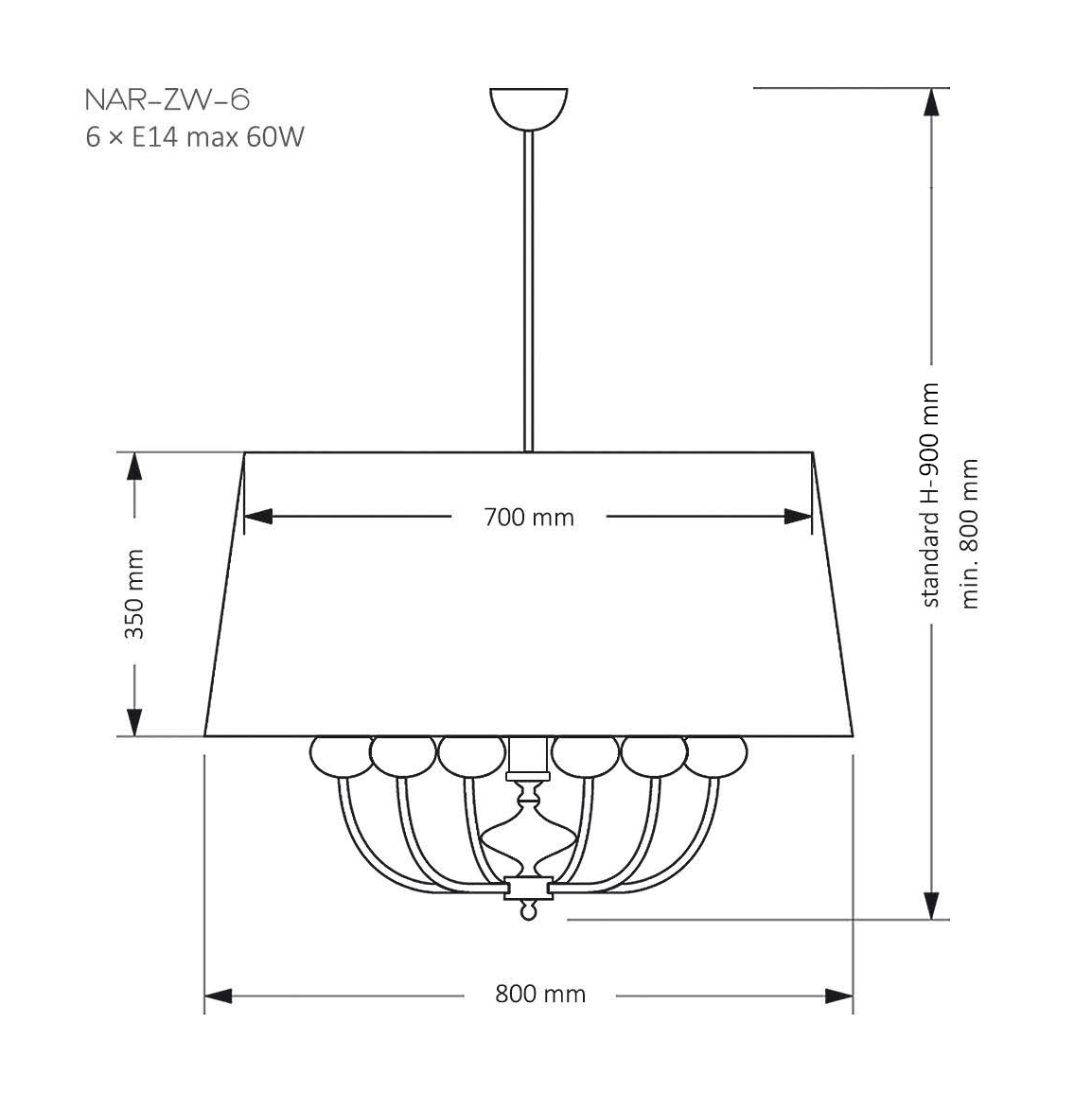 Подвесная люстра Kutek Mood Narni NAR-ZW-6 (BC) в #REGION_NAME_DECLINE_PP#