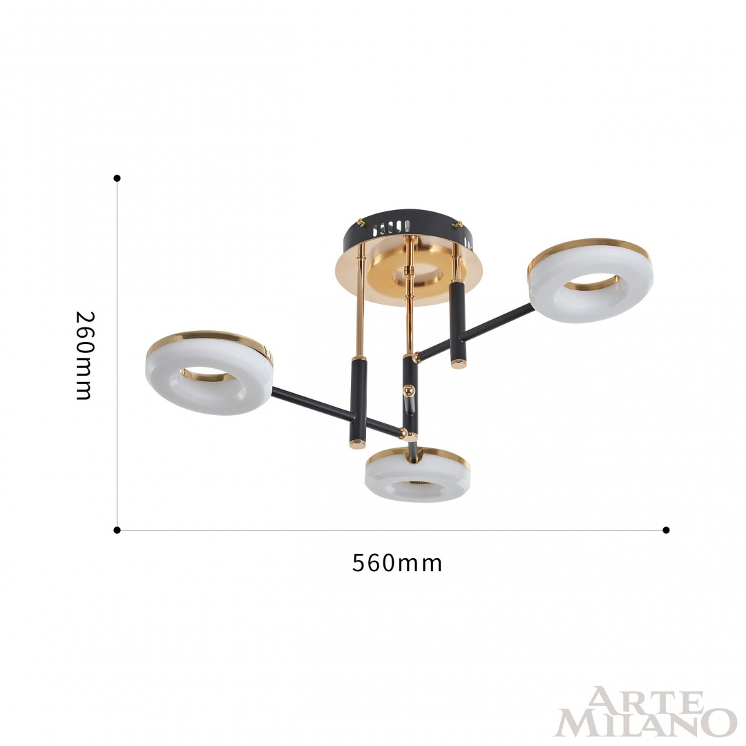 Потолочная люстра Arte Milano Ferrara 272999/3 BK/GD в #REGION_NAME_DECLINE_PP#