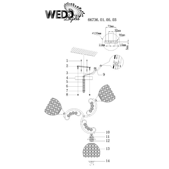 Люстра на штанге Wedo Light Innesta 66736.01.05.03 в Санкт-Петербурге