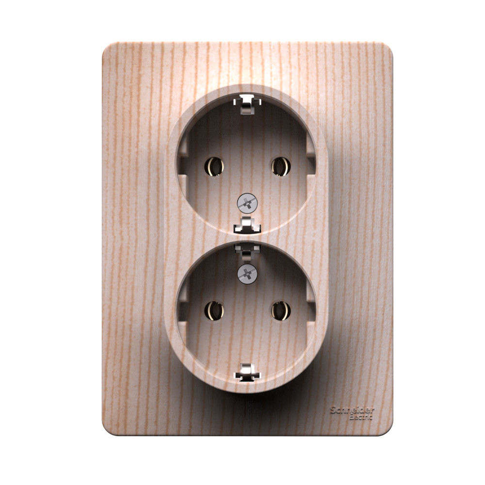 Розетка двойная с заземлением, 16А, в сборе, Сосна Systeme Electric Glossa GSL001524 в #REGION_NAME_DECLINE_PP#