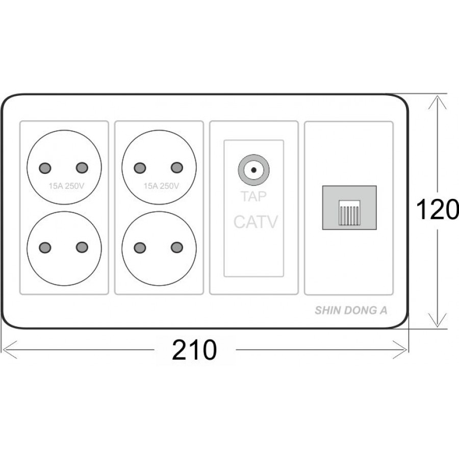 Розетка 4-местная + TF.1+TV SHIN DONG-A WST 6224 в Санкт-Петербурге
