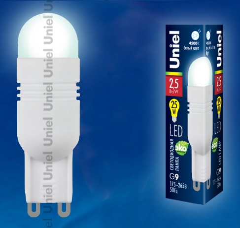 Лампа светодиодная (07346) Uniel G9 2,5W LED-JCD-2,5W/NW/G9/FR CRZ02WH в #REGION_NAME_DECLINE_PP#