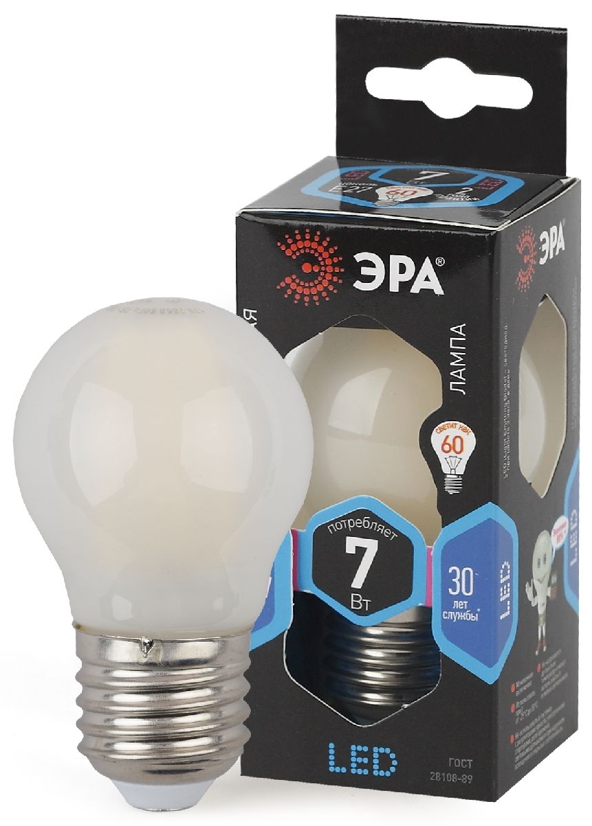 Лампа светодиодная Эра E27 7W 4000K F-LED P45-7W-840-E27 frost Б0027959 в #REGION_NAME_DECLINE_PP#