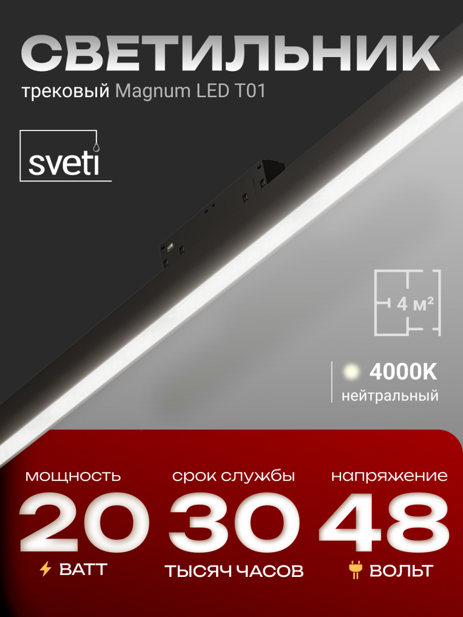 Трековый магнитный светильники Sveti Magnum SLD-T0102-020-B в Санкт-Петербурге