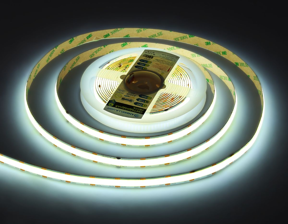 Светодиодная лента Ambrella Light Illumination COB 616Led/19W m/ 24V IP20 6500K/ 5m*12mm*2mm (2 конт.) GS4803 в Санкт-Петербурге