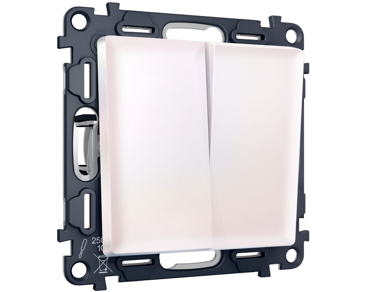 Комплект механизма 2-клавишного перекрестного выключателя 10A-250V Alfa Жемчуг Quant Ambrella Volt MA203030 (AP2030, VM125) в Санкт-Петербурге