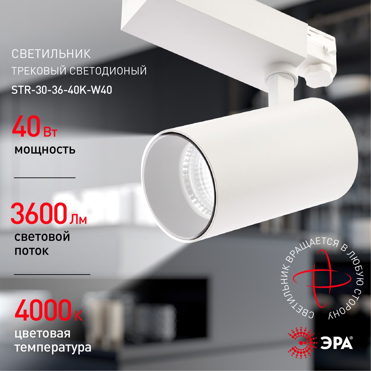 Трековый светильник ЭРА SТR-30-36-40K-W40 Б0049755 в Санкт-Петербурге