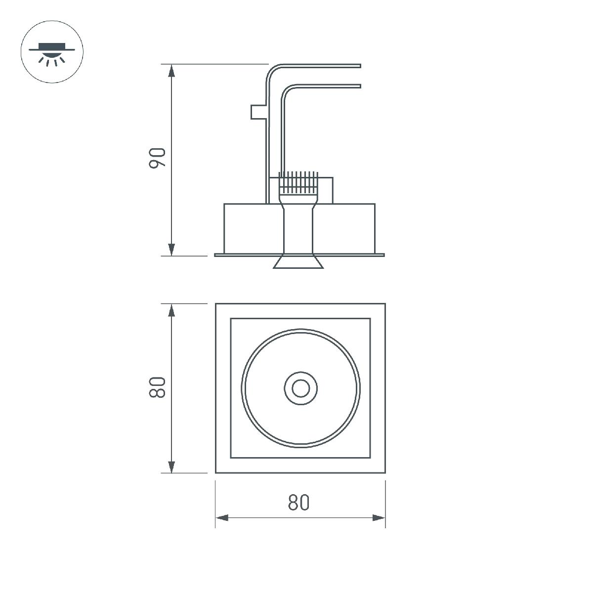 Встраиваемый светильник Arlight CL-SNODO-LUM-S80x80-9W Warm3000 (BK, 45 deg) 039323 в Санкт-Петербурге