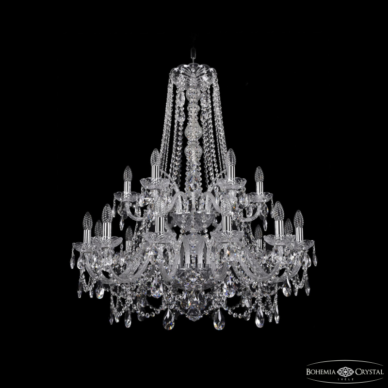 Подвесная люстра Bohemia Ivele Crystal 1411/12+6/300/h-93/2d Ni в Санкт-Петербурге