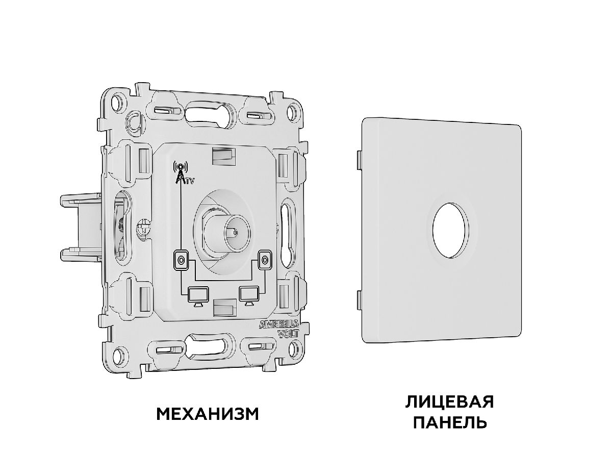 Комплект механизма TV розетки проходной 5-1000 MHz 4dB Ambrella Volt Alfa MA913030 в #REGION_NAME_DECLINE_PP#