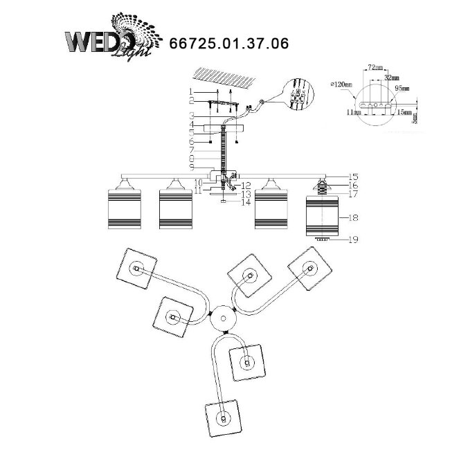 Люстра на штанге Wedo Light Aminda 66725.01.37.06 в Санкт-Петербурге