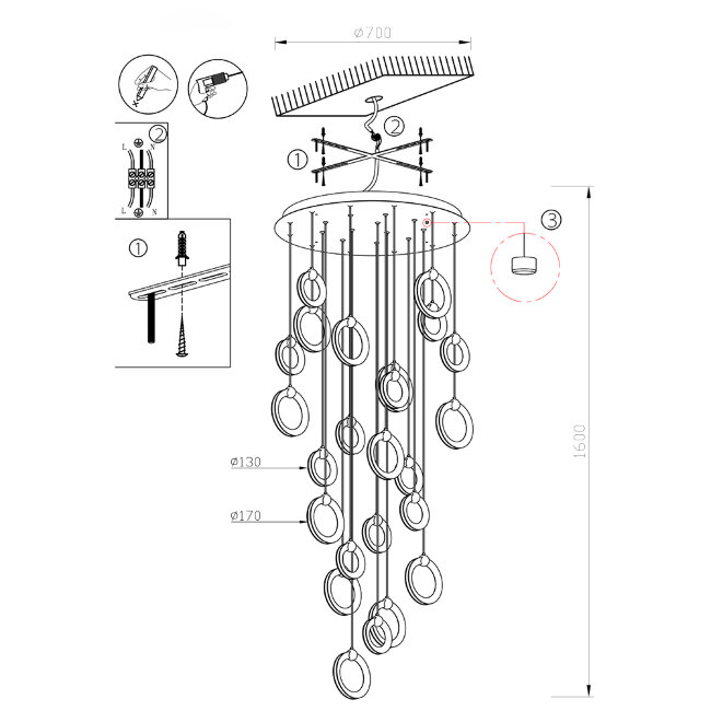 Подвесная люстра Lumien Hall Livin LH8028/24P-BK-SGD-PBK в Санкт-Петербурге