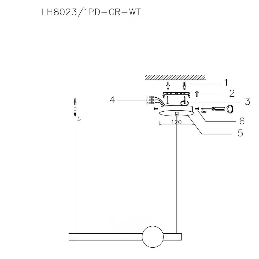 Подвесной светодиодный светильник Lumien Hall Greniya LH8023/1PD-CR-WT в Санкт-Петербурге