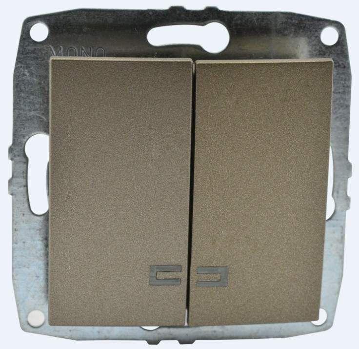 Выключатель двухклавишный с подсветкой Mono Electric Despina-Larissa 10А 250В бронза 500-002325-103 в Санкт-Петербурге