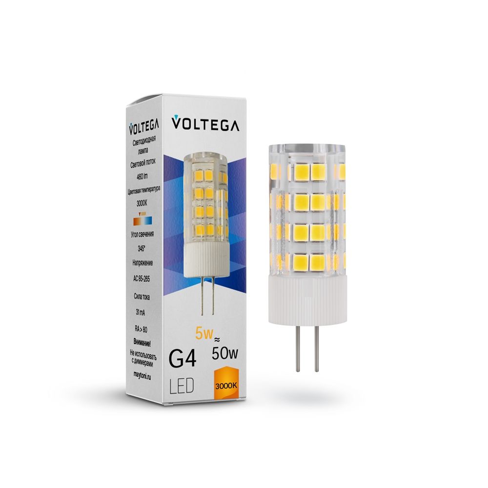 Лампа светодиодная Voltega G4 5W 3000К прозрачная VG9-K3G4warm5W 7183 в Санкт-Петербурге
