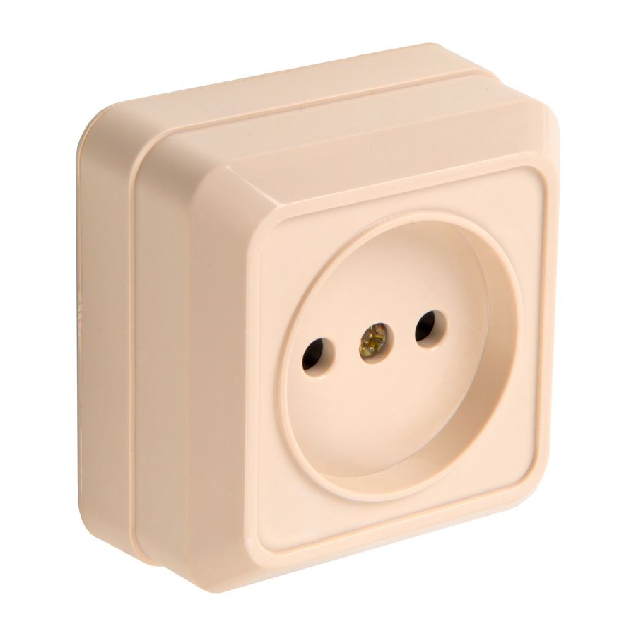 Розетка 2П открытой установки IP20 10А 250В (керамика) слоновая кость General Альфа 477022 в Санкт-Петербурге