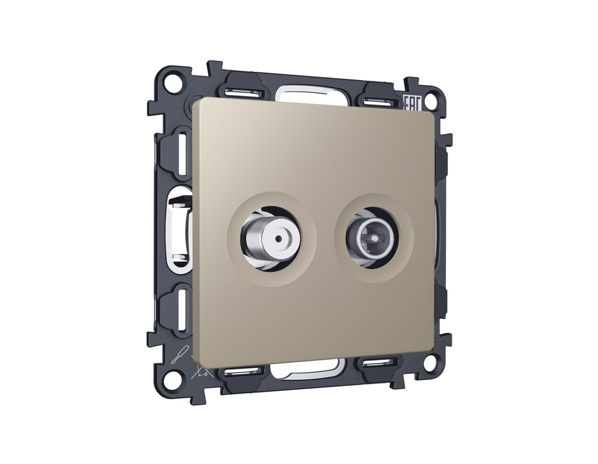 Комплект механизма розетки TV оконечной + SAT 5-862MHz 3.5dB/950-2150MHz 3.5dB Alfa Серо-бежевый матовый Quant Ambrella Volt MA373310 (AP3733, VM217) в #REGION_NAME_DECLINE_PP#