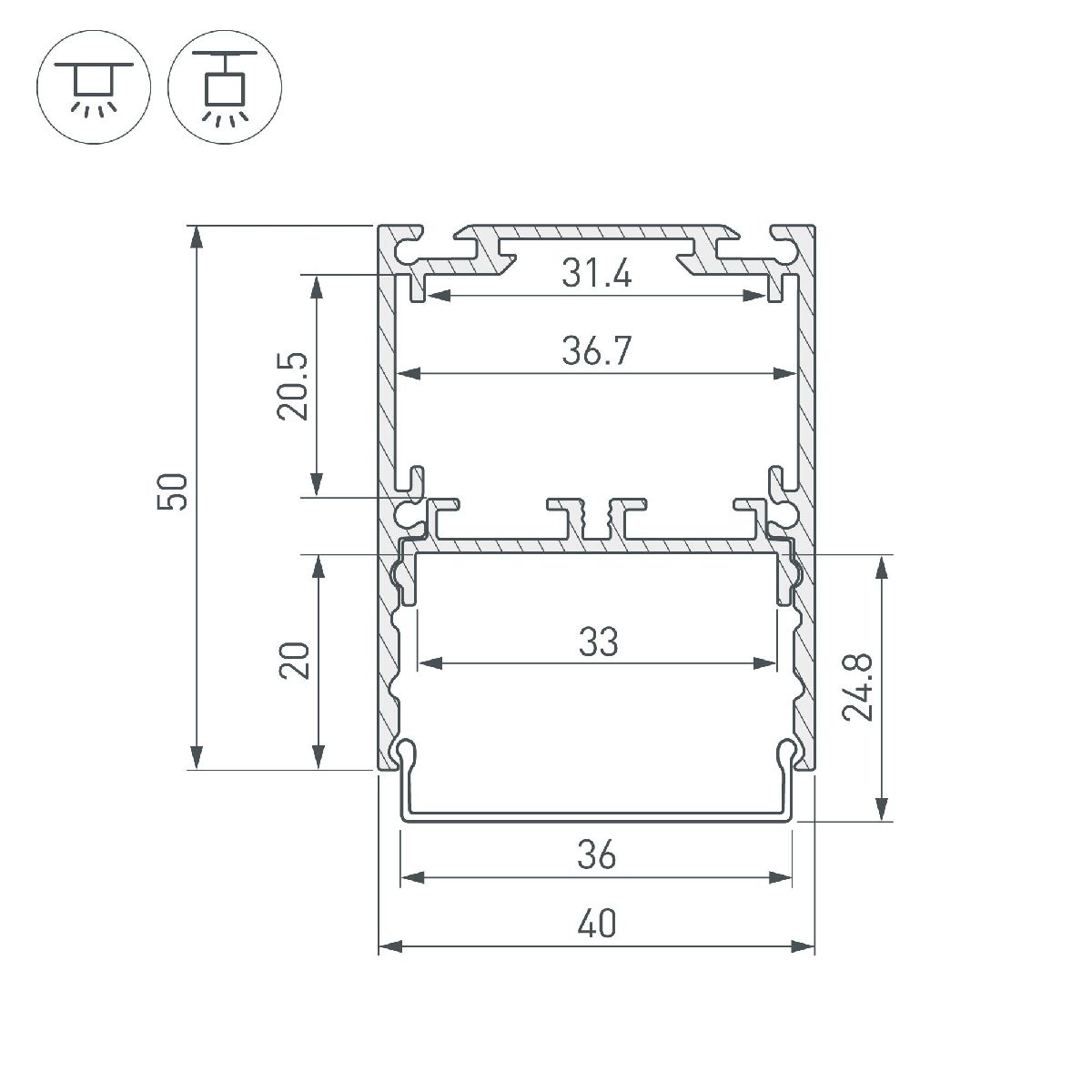Алюминиевый профиль Arlight SL-LINE-4050-3L-2000 ANOD 044666 в Санкт-Петербурге