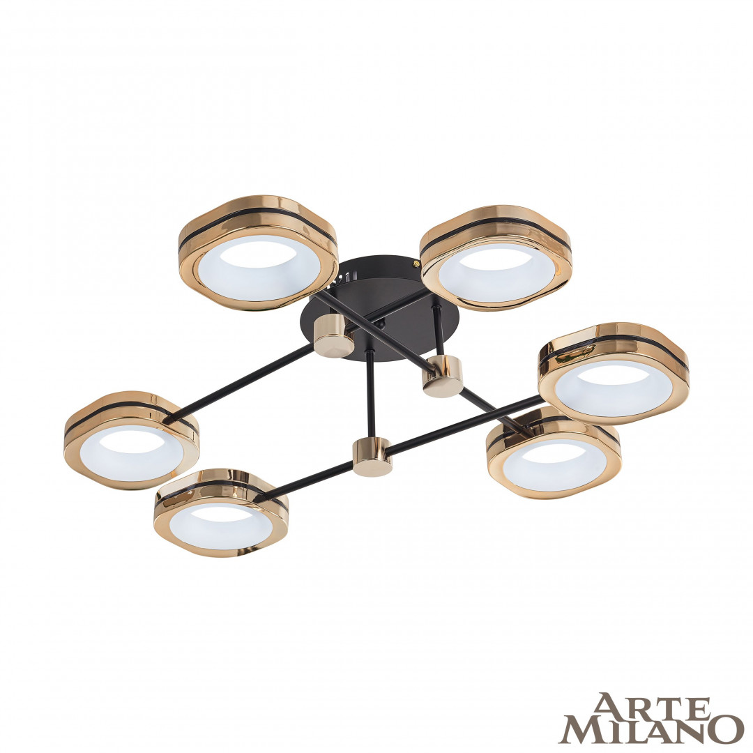 Потолочный светодиодный светильник Arte Milano Ferrara 277999/6 BK/GD в #REGION_NAME_DECLINE_PP#